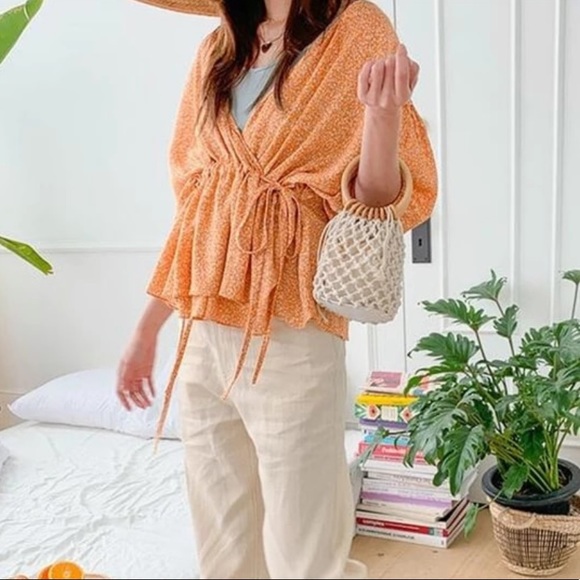 Wooden Ring Net Bag Lined Woven Beach Bag - Picture 7 of 12